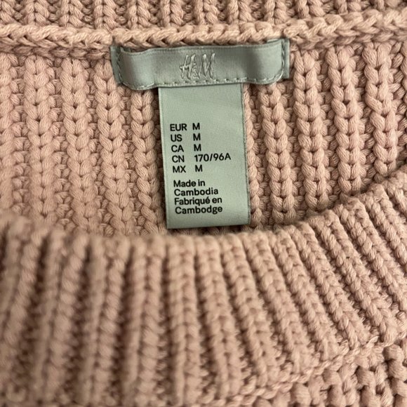 H&M Women's Chunky Heavy Duty Cotton Knit Sweater (Pink) - Size M (also fits S) - Picture 3 of 3